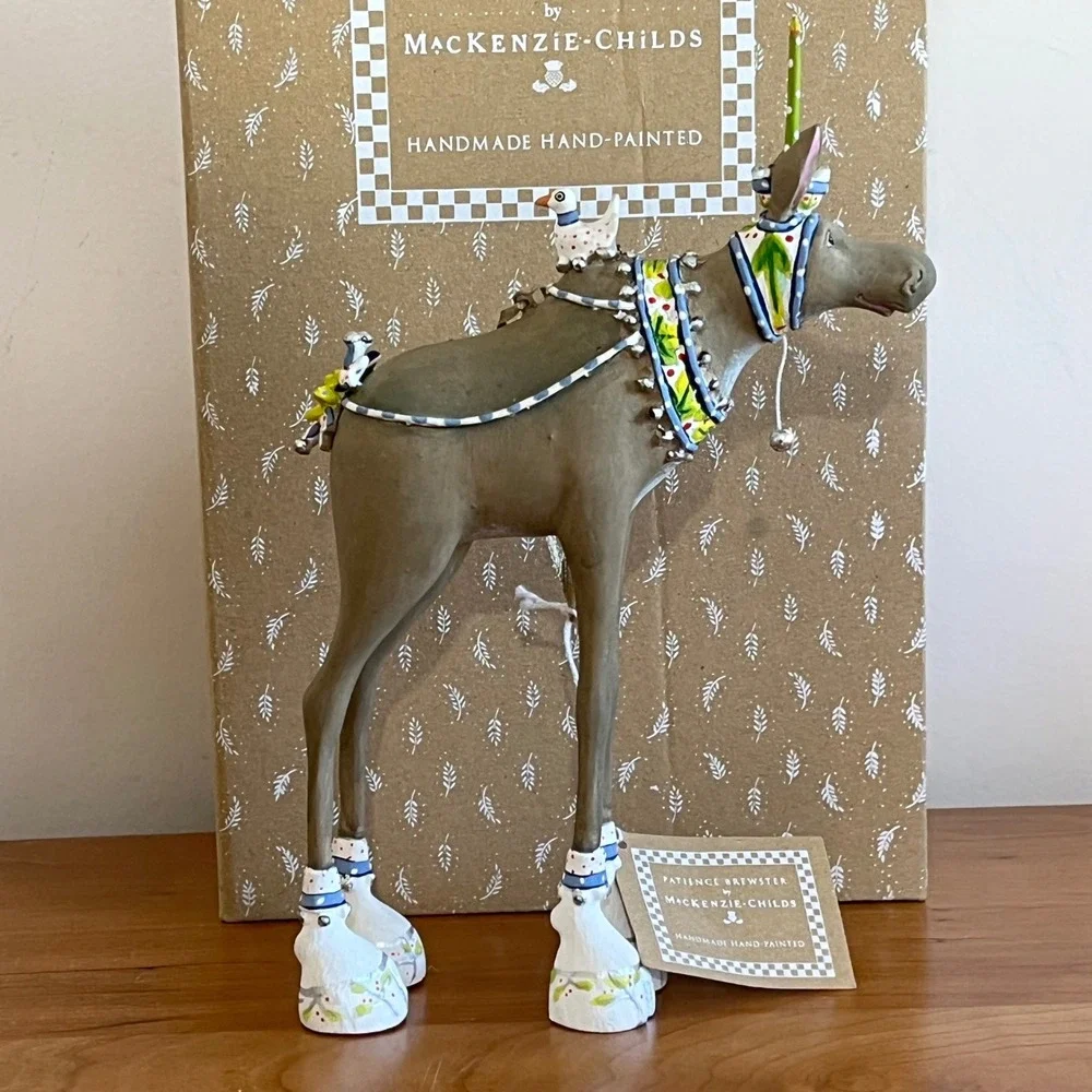 MacKenzie-Childs Patience Brewster Maude Moose Ornament Handmade‎ Hand-Painted